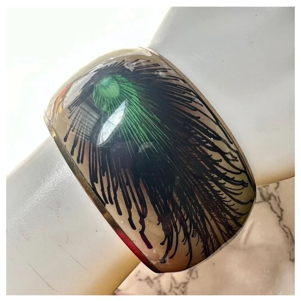 Vintage peacock enamel bracelet